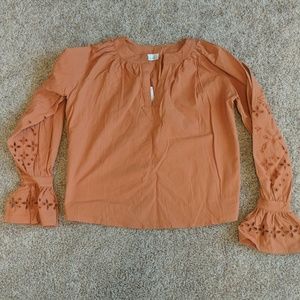 Orange Bell Sleeve Blouse